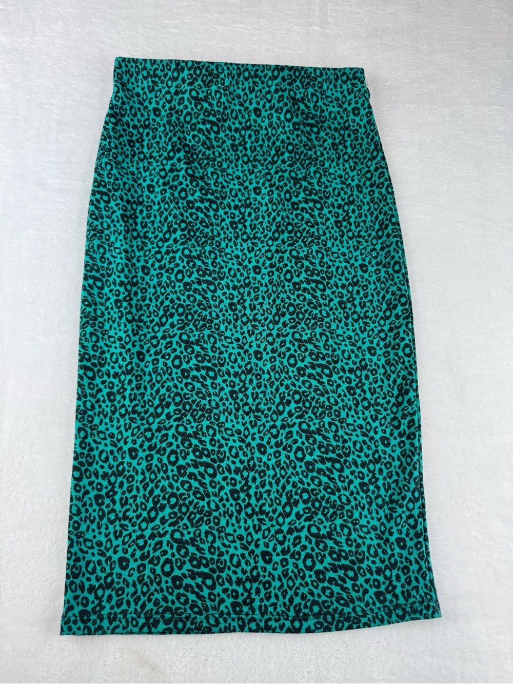 Hot Gal Medium Teal Leopard Print Midi Pencil Skirt Y2K Made in USA